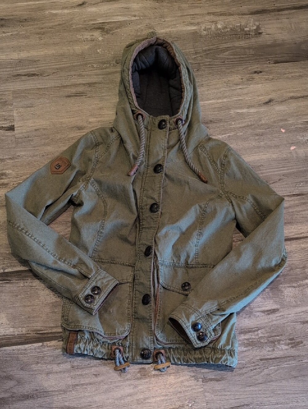 Naketano Olive Green and Brown Hooded Jacket - Picture 5 of 6